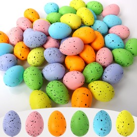 Pack of 50 Easter Eggs Decorative, Easter Decoration Plastic Eggs, Decorative Easter Eggs, Speckled Easter Eggs, for Easter Crafts Supply, Basket Filler, Easter Party Accessories (Colourful)
