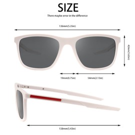 POLARKING Retro Polarized Sunglasses For Men Women,Square Sport Sun Glasses Shades Shady Rays for Fishing Driving UV Protection White