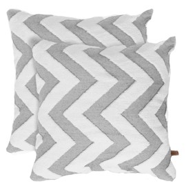 HAMUR HOME Set of 2 Cushion Covers, 45 x 45 cm, Boho Decorative Cushion Cover, Sofa Cushion, Decorative Couch Cushion Cover, Decorative Cushion Cover Set for Living Room, Bedroom (Line, Grey)