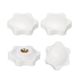 PATIKIL M6 x 32mm Thread Clamping Nuts, 4 Pcs 6 Star Knob Screws Female Thread Screw-On Grip Handle Nuts for Umbrella Base Replacement, White