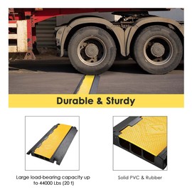 Yescom 3 Channel Cable Ramp Speed Bump Hump Rubber Protective Wire Cord Ramp Driveway Hose Protector 44000 Lbs Load Capacity