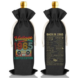 Funny 60th Birthday Gift Ideas for Women Men Happy 50th Birthday Decor Vintage 1965 Wine Bottle Bag Party Decorations Supplies for 60 Year Old Woman Man, Gifts for Mom Dad 60 Years Anniversary (B50)