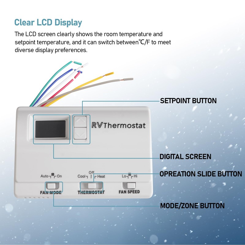 8330D3351 Wall Mounted Digital Cooling and Heating Thermostat, Suitable for