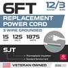 Iron Forge Cable 12 Gauge Power Cord Replacement - 6ft,15