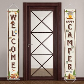 Camping Party Banner Camping Party Decorations Welcome Porch Sign for Camping Themed Birthday Baby Shower Decorations