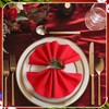 Ziliny 16 Pcs Cotton Christmas Napkins and Rings Set 8