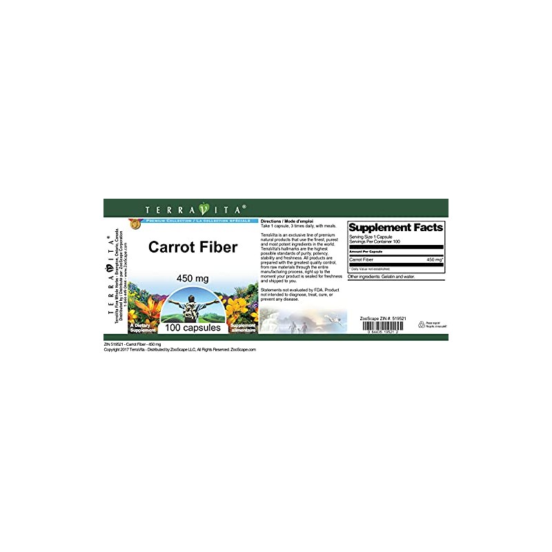 Carrot Fiber - 450 mg (100 Capsules, ZIN: 519521)