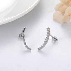 Women's Stud Earrings Silver 925 Small Pea Stud Earrings White Gold/Gold/Rose Gold Earrings Sparkling Stud Earrings Piercing Ear Tragus Lips Jewellery Women Girls Gifts, Silver