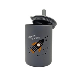 Genérico Vaso entrenador con tapa y pajilla, flexible de silicona irrompible, antiderrames 150 ml (Gris - Cohete), 20140001
