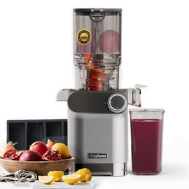 Anybear Cold Press Juicer, 200W Slow Masticating Juicer 4.3" Large Feed Chute Fit Whole Fruits Vegetables | Heavy Duty Auger | Tritan Materials | BPA Free | Easy to Clean (Silver)