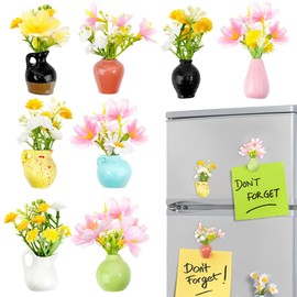 8 Piece Mini Vase Magnets for Fridge– 3D Ceramic Vase Fridge Magnets, Charming Tiny Plant Vases for Refrigerator, Kitchen, Locker, Office Decoration