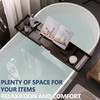 Teak Bathtub Caddy Tray Foldable Bath Table Tray with Book