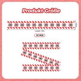 DazzJoy Barrier Tape 40th Birthday Decoration, Traffic Sign Decoration 40th Birthday Man Woman, 15 m Barrier Tape Birthday Decoration 40, Banner Decoration 40th Birthday Women Men, 40 Years