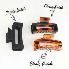 3.35'' Big Rectangle Hair Claw Clips for Women Girls Leopard Print Hair Accessories Strong Hold Jaw Clips for Thick and Long Hair (3 Packs)