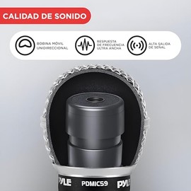 Pyle - Micrófono vocal dinámico profesional, micrófono de mano unidireccional cardioide dinámico de bobina móvil con interruptor de encendido/apagado, incluye cable de audio XLR de 15 pies a una conexión de audio de 1/4 pulgadas, PDMIC59