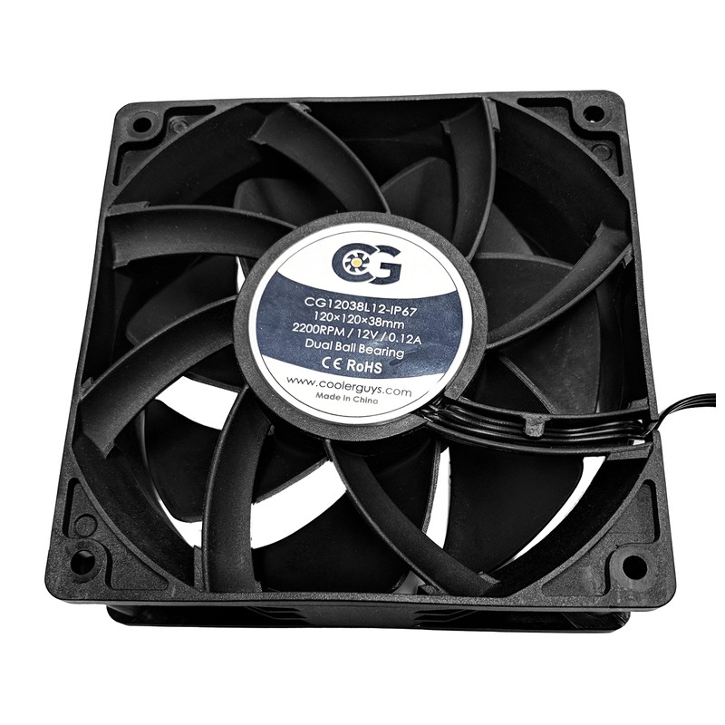 Coolerguys 12vDC Waterproof IP67 Fan (Low Speed, 120x38mm)