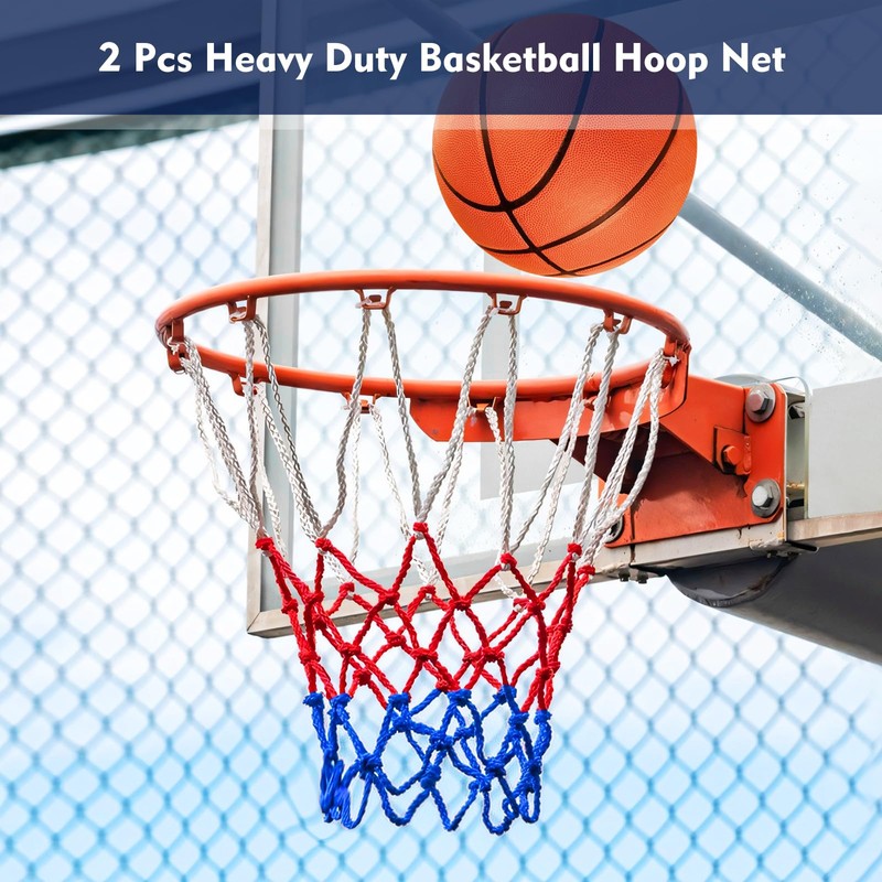 2PCS Basketball Net, Tri- Colour Netball Net Weighted and Bold