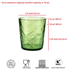 KX-WARE 12-ounce Acrylic Old Flashion Glasses Plastic Tumblers, set of 8 Mixed-Color