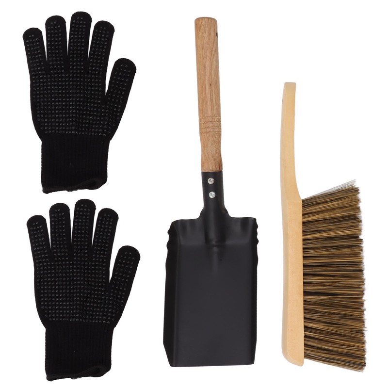 Fireplace Ash Shovel Brush Set Coal Hearth Clean Tools for