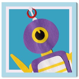 The Oliver Gal Artist Co. Sci-Fi Wall Art Canvas Prints for Kids Room 'Peek-a-Boo' Childrens Bedroom Décor, 16" x 16", Blue, Purple