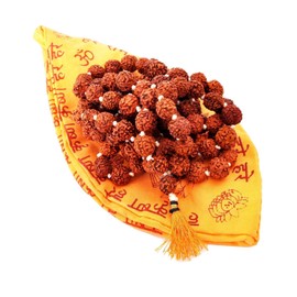 CraftsLook Rudraksha Jaap Mala with Jaap Bag Gaumukhi 108 + 1 10-12 mm Beads