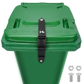 Trash Can Locks for Anti Animals, Universal Garbage Can Lock, Nylon Bear Proof Trash Bin Lid Lock, Adjustable and Easy to Install, Heavy-Duty Garbage Can Strap for Outdoor Trash Can, Black