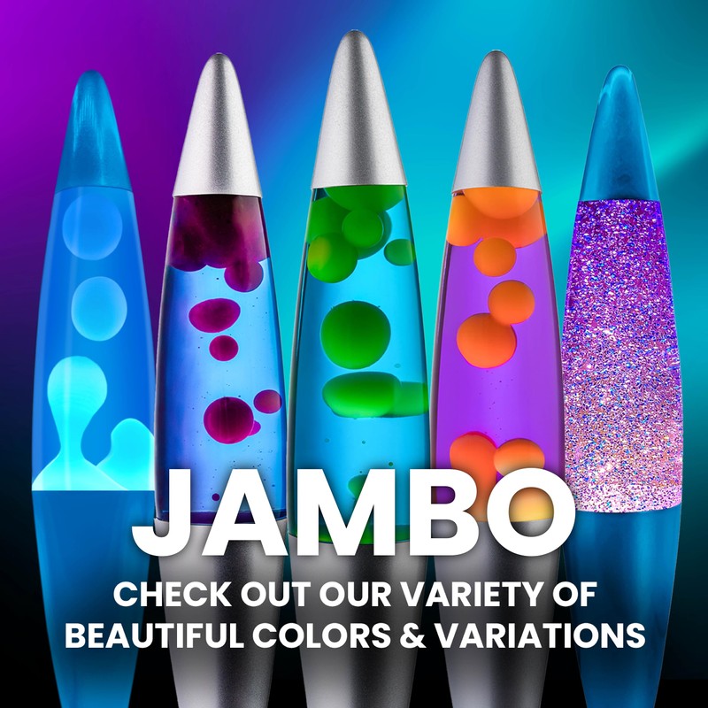 JAMBO 16" Beautiful Liquid Lamp- Blue with Purple Wax, Relaxing