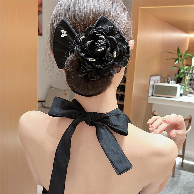 3 PACK Hair Bun Maker for Twister, Big Camellia Flower