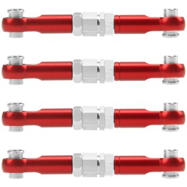 4pcs Metal Steering Rod Servo Linkage Applicable Hyper Go MJX 16207 16208 16209 16210 H16BM H16GT H16DR 1/16 RC Car (Red)