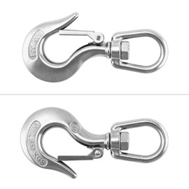 QWORK Slip Hooks, Swivel Lifting Hook, Clevis Hook, 1400lb Stainless Steel Rotatable Swivel Lifting Clevis Chain Hook with Safety Latch Used for Project Hoisting Machinery, Metallurgy Mining Equipment