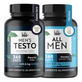 Set de Suplementos Testosterona y Multivitamínico Para Hombre 360 Cápsulas cu  LIFE360                                                                