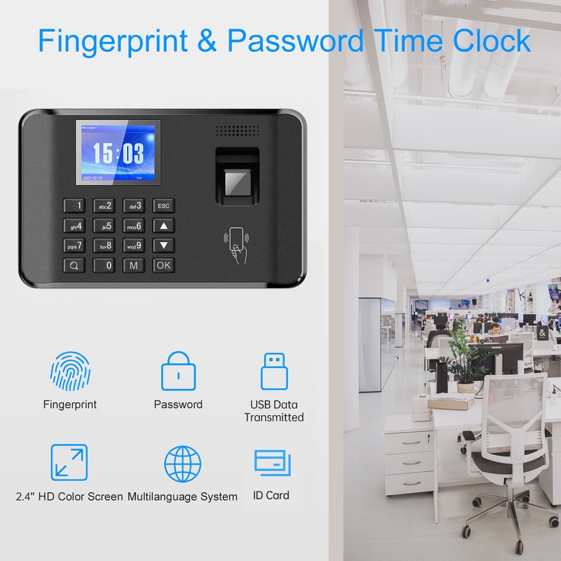 Intelligent Biometric Fingerprint Password Attendance Machine Time Clock Employee Checking-in