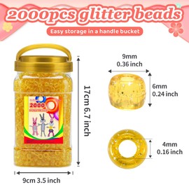 Iooleem Pony Beads(2000pcs Yellow Glitter Pony Beads), Beads for Bracelets Making, Pony Beads for Crafts, Beading Supplies, Friendship Bracelets Making.