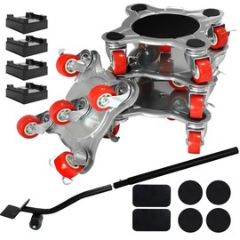 【Upgrade Large】Furniture Dolly & Furniture Rollers Mover with 5 Wheels, Carbon Steel Panel Furniture Lifter Set Up to 2200LBs, for 360° Rotation Shifting Moving Heavy Duty Refrigerator, Sofa, Cabinet