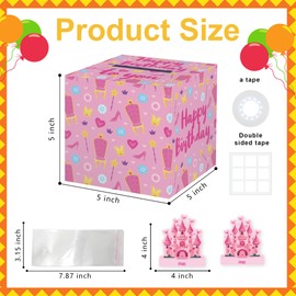 Surprise Money Box, Princess Party Favors, Money Gift Boxes for Cash for Birthday, Princess Birthday Party Supplies Pink - Fun & Loving Way to Offer Cash Gift for Teens Kids