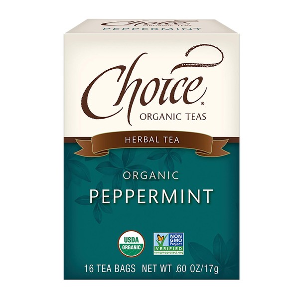 Choice Organics - Organic Peppermint Tea (6 Pack) - Compostable - Caffeine Free - 96 Organic Herbal Tea Bags