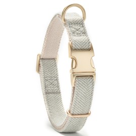 YUDOTE Ultra Soft Dog Collar Made of Natural Cotton with Twilled Fabric for Medium Dogs with Sensitive Skin, Grey