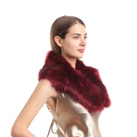 Faux Fur Collar for Women,Ladies Winter Scarf Neck Warmer Wrap(Burgendy)