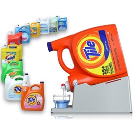 TidyFriend Liquid Laundry Detergent Holder Stand with Drip Tray & Rubber-Grip Feet, Stand for Laundry Room Organization and Storage, Fabric Softener Dispenser with Cup Holder for Easy Pouring (Grey)