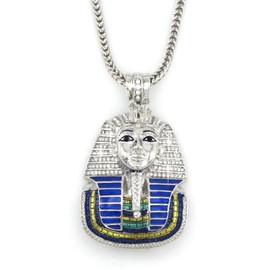 Hip Hop Bling Silver Tone King Tut Pharaoh Pendant