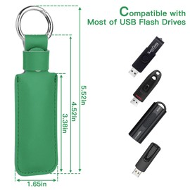 CaSZLUTION Microfiber Leather USB Flash Drive Case - Anti Lost Holder with Keychain, Portable Storage Case for USB Flash Drive (1PC, Green)