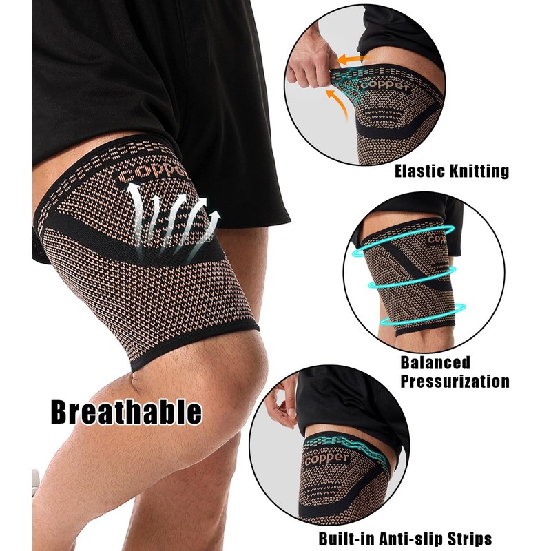 FVVWVV 1 Pair Thigh Compression Sleeve, Hamstring Compression Sleeve for
