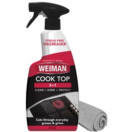 Weiman Daily Cooktop Cleaner with Microfiber Cloth Included for Glass Ceramic and Induction Cook Tops, 22oz