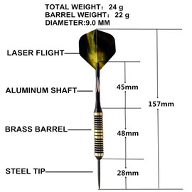 Steel Tip Darts Set 24g,3 Pack Professional Dart with Aluminum Shafts(+3 More Spare Shafts) and 2 Style Flights And Darts Case