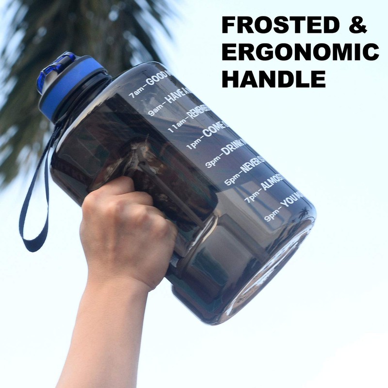 ETDW Half Gallon Water Bottle with Time Marker and Straw,