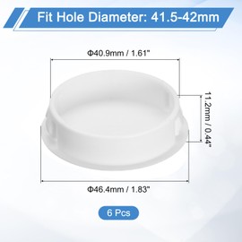 uxcell 6Pcs 42mm(1-5/8") Nylon Hole Plugs, Flush Type Panel Round Snap in Fastener Knockout Locking Plugs for Furniture Insert End Caps Panels, White