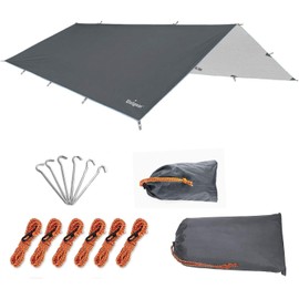 Unigear Hammock Rain Fly Waterproof Tent Tarp, UV Protection and PU 3000mm Waterproof, Lightweight for Camping, Backpacking and Outdoor Adventure (Gray, 300x300cm)
