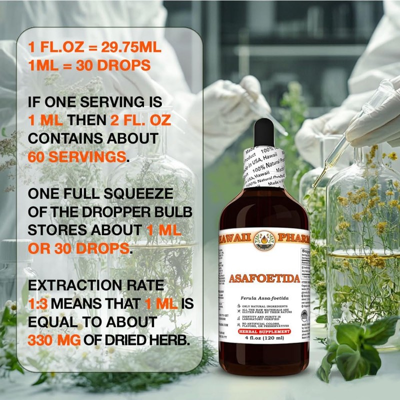 Asafoetida (Ferula Assa-foetida) Dry Herb Tincture, Made in Hawaii, Raw