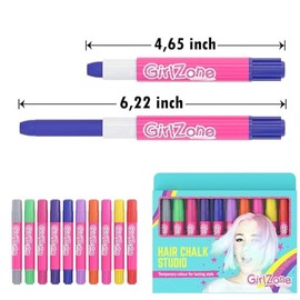 HAIR CHALKS SET: 10 Colorful Hair Chalk Pens. Temporary Color for Girls for All Ages. Makes a Great Birthday Gifts Present For Girls Age 4 5 6 7 8 9 10 years old plus.