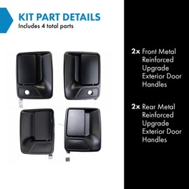 TRQ Front & Rear Exterior Door Handle Set Compatible with 2000-2005 Ford Excursion 1999-2016 F-250 Super Duty F-350 Super Duty 2008-2016 F-450 Super Duty